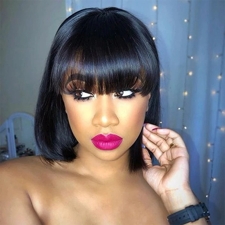 bob hairstyles for black women Glossy Fringe Bob With Classic Hollywood Glamour