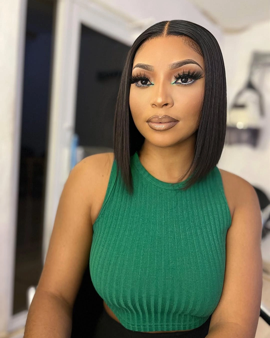 bob hairstyles for black women Perfect Middle-Part Bob With Mirror-Like Shine