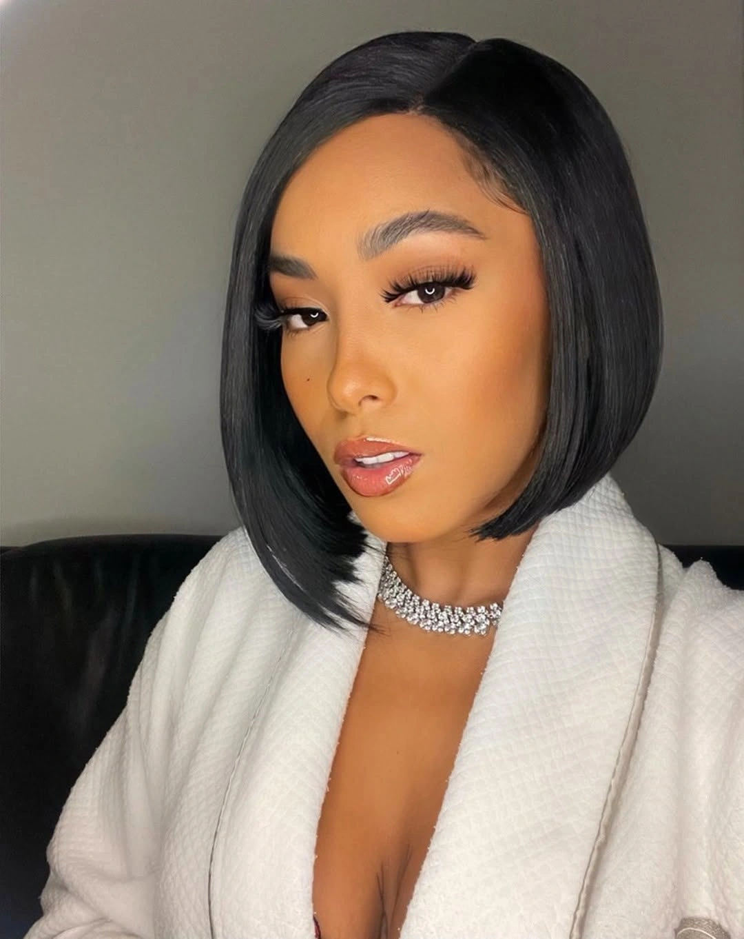 bob hairstyles for black women Precision Angled Bob With Sleek Side Part