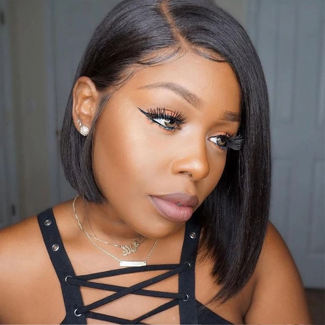 bob hairstyles for black women Long Angled Bob With Dramatic Side Sweep
