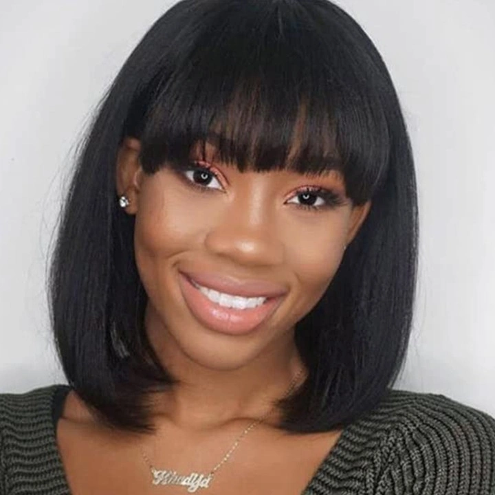 bob hairstyles for black women Soft Rounded Bob With Airy Full Bangs