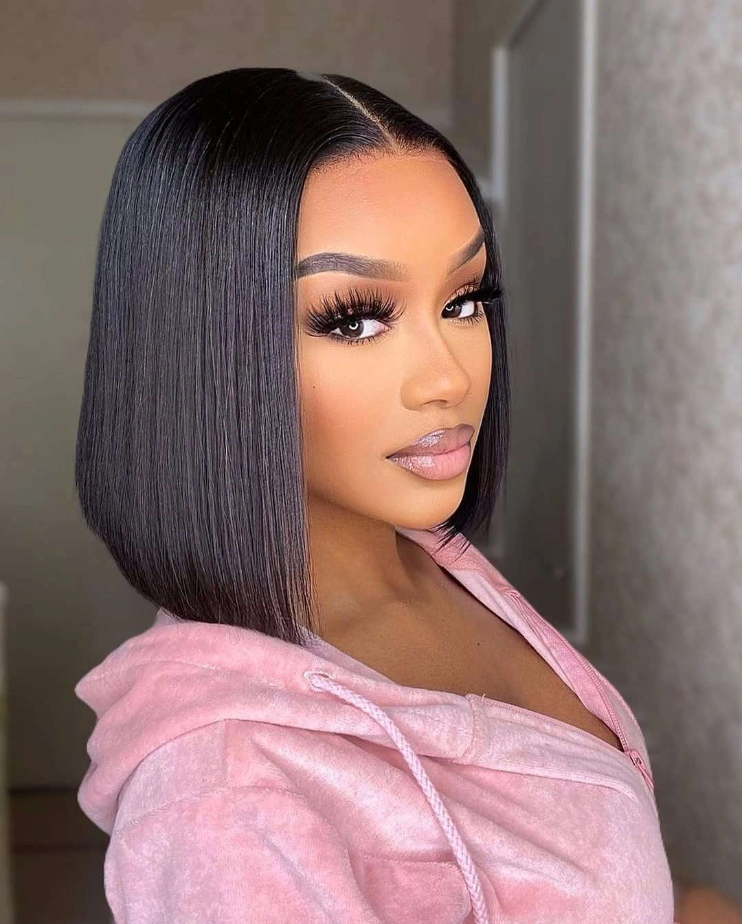 bob hairstyles for black women Sharp Middle-Part Precision Bob