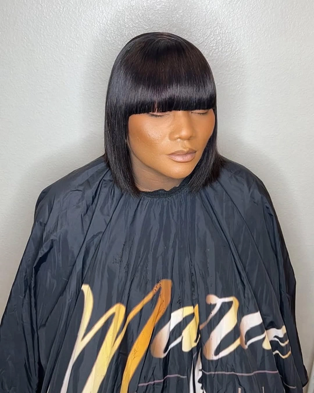 bob hairstyles for black women Bold Blunt Bob With Statement Fringe