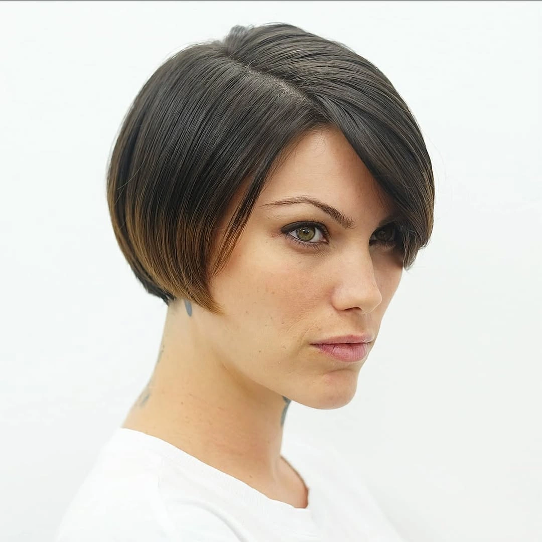 bobbed haircut for women Precision Side-Part Bob with a Sculpted Nape