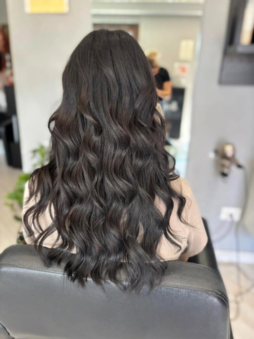 body waves hairstyle Long Jet Black Waves With Mirror-Like Shine