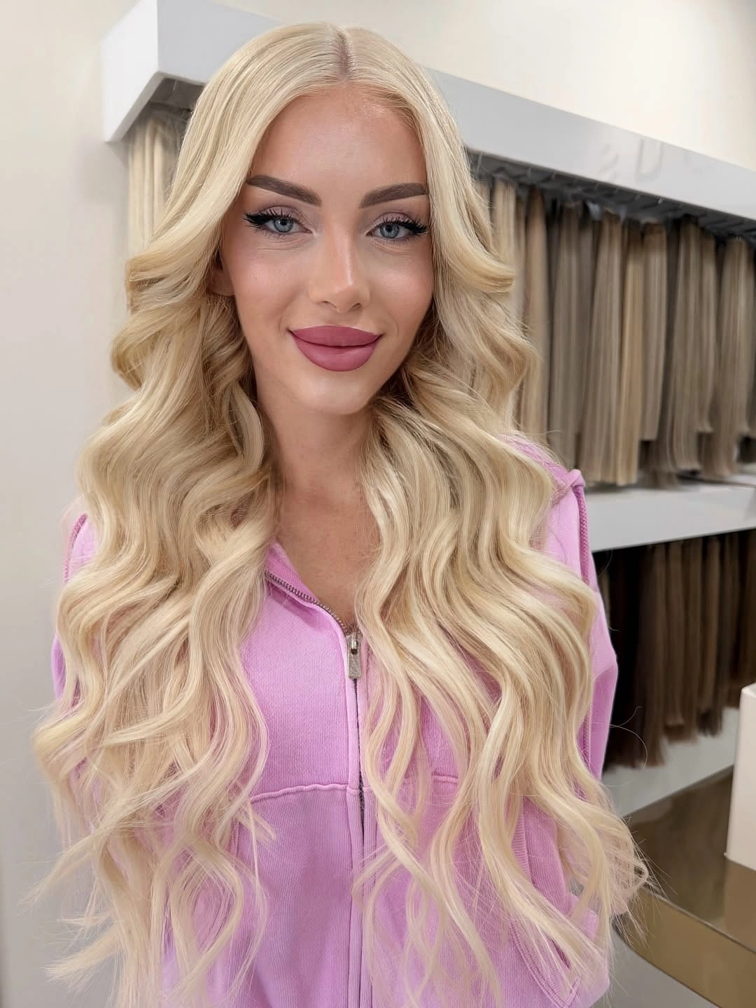 body waves hairstyle Luxury Vanilla Blonde Waves With a Flawless Salon Finish