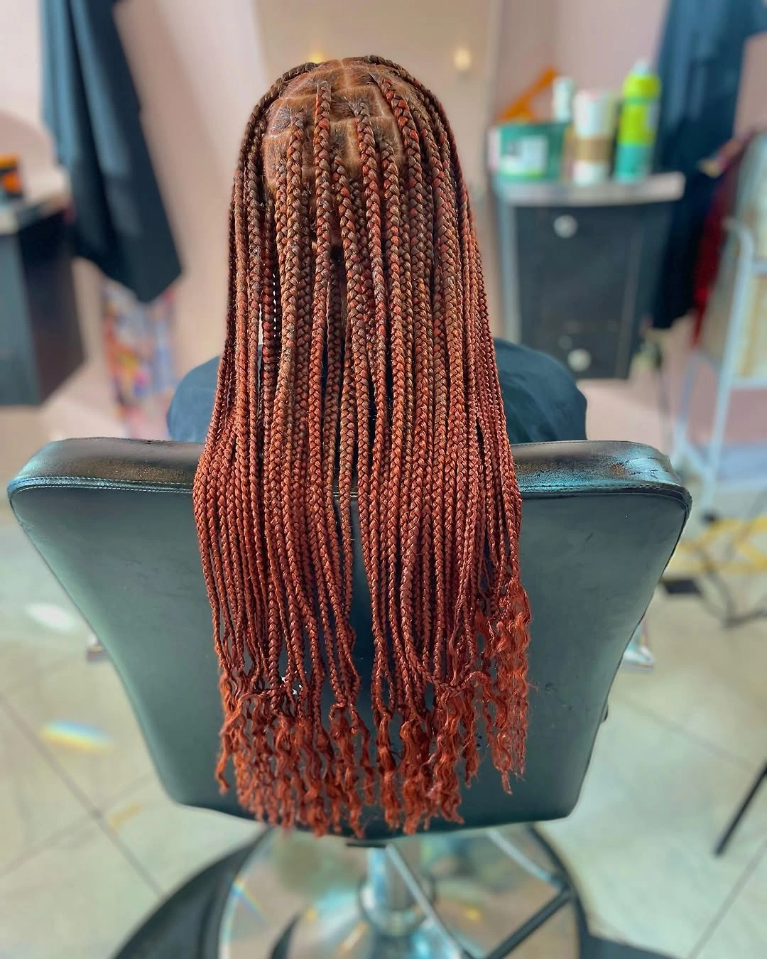 bora bora braids hairstyle Copper Micro Braids With Delicate Curled Ends