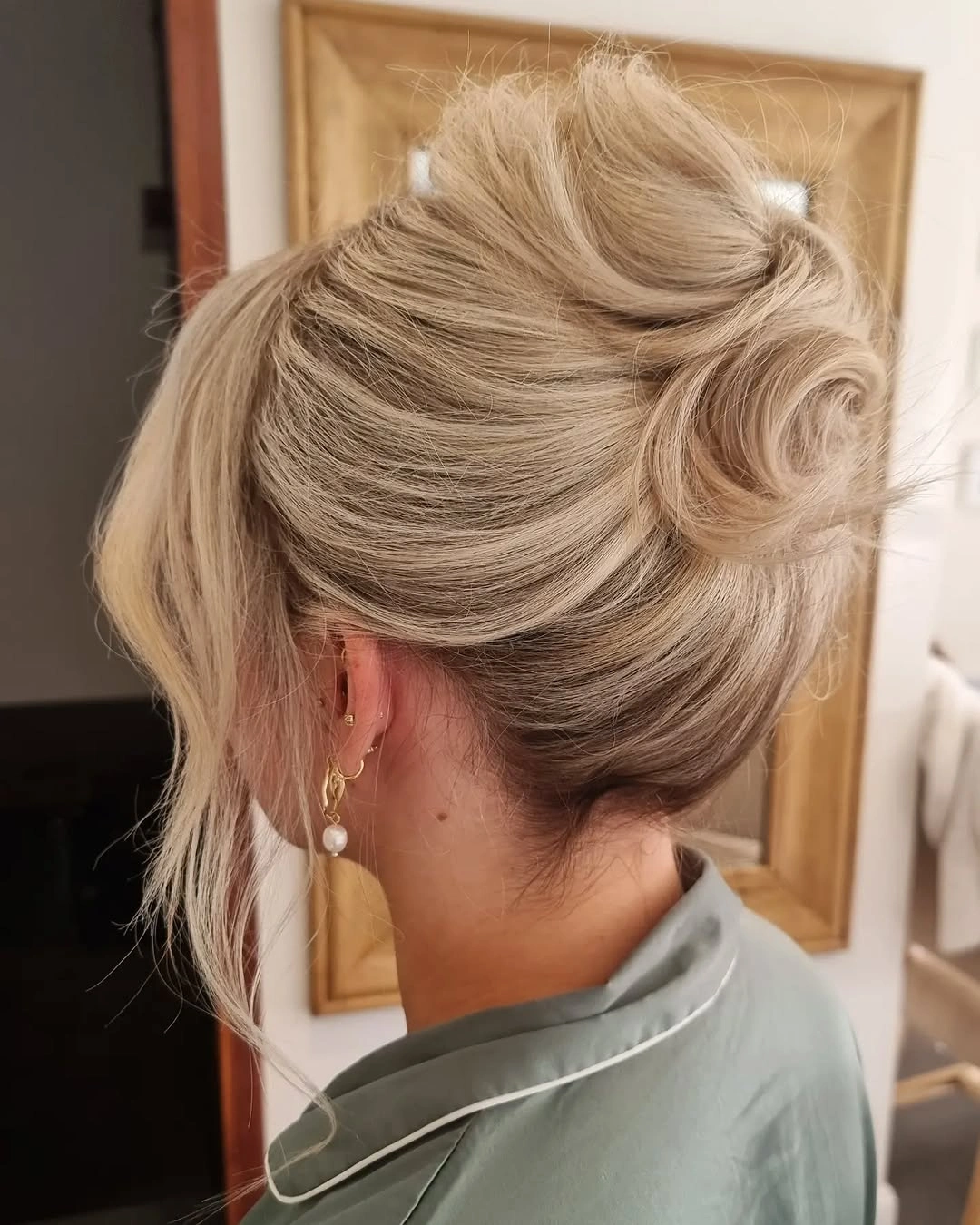 bridesmaid hairstyling Soft Hollywood Waves with a Romantic Half-Up Finish