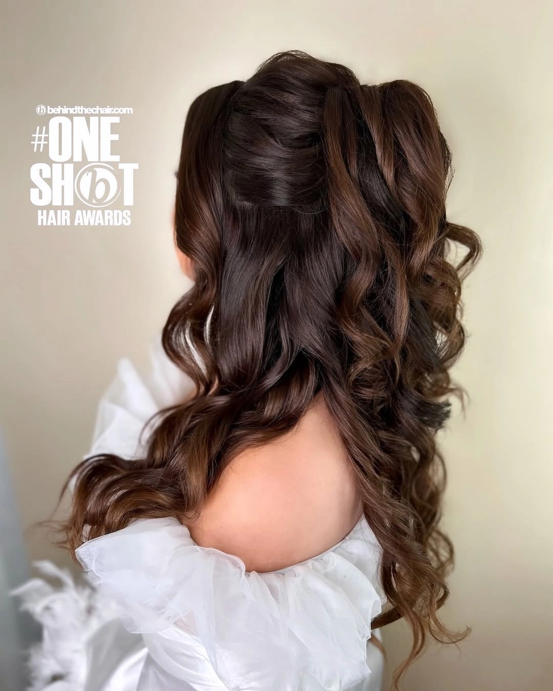 bridesmaid hairstyling Elegant Half-Up Ponytail with Glamorous Curls