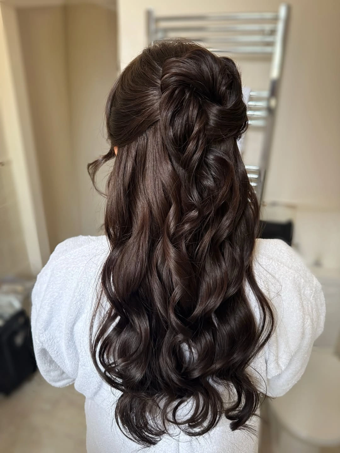 bridesmaid hairstyling Romantic Twisted Half-Up Style with Soft Texture