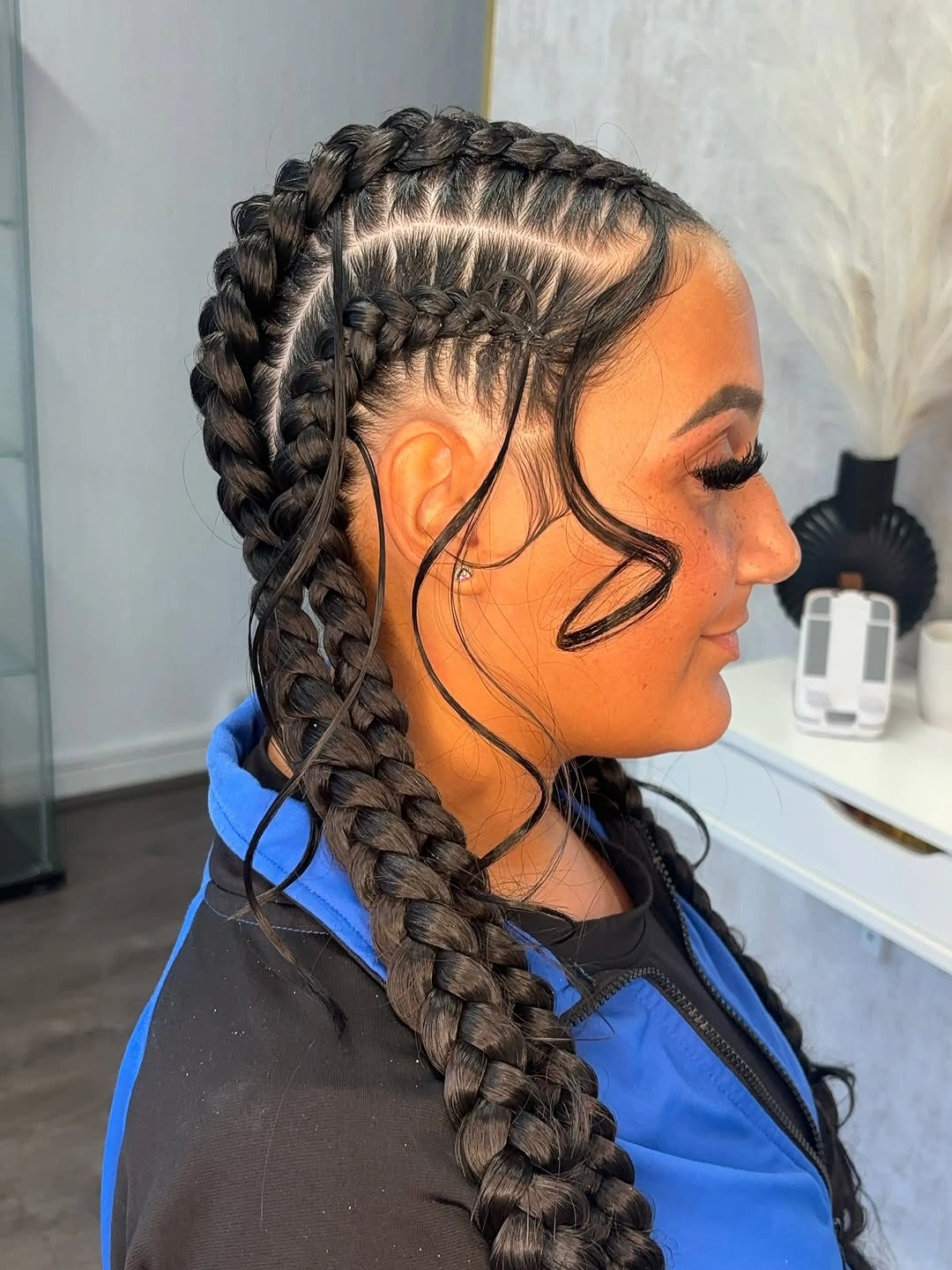 butterfly braids hairstyle Clean Side Part Butterfly Braids with Elegant Length
