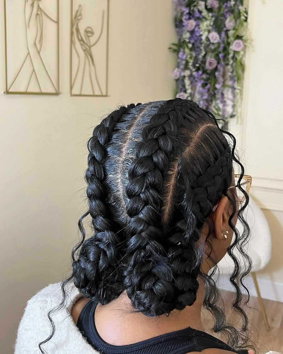 butterfly braids hairstyle Low Double Bun Butterfly Braids with Soft Face-Framing Waves