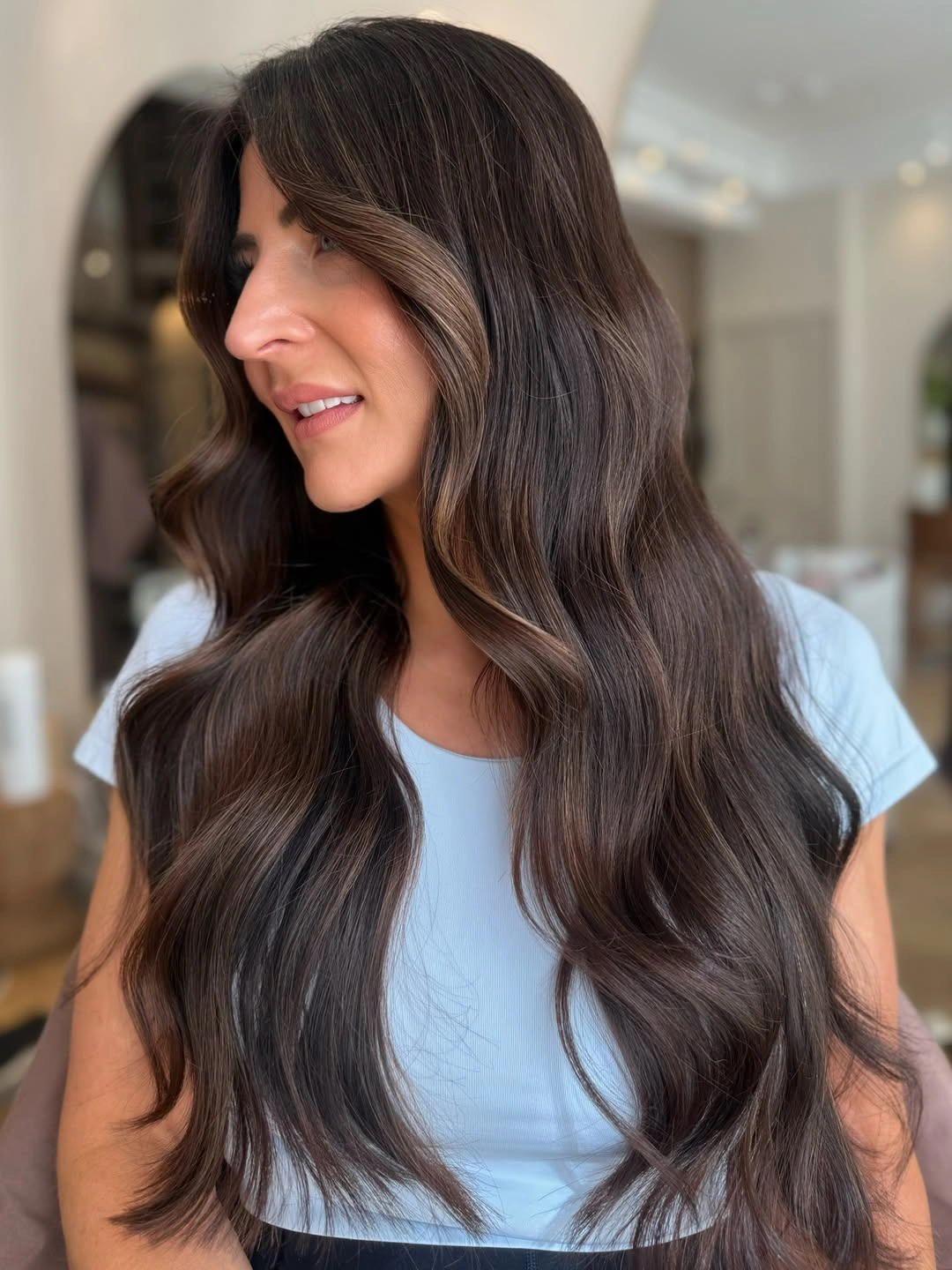 chestnut brown hair color Cool Chestnut Brown with Delicate Face-Framing Highlights