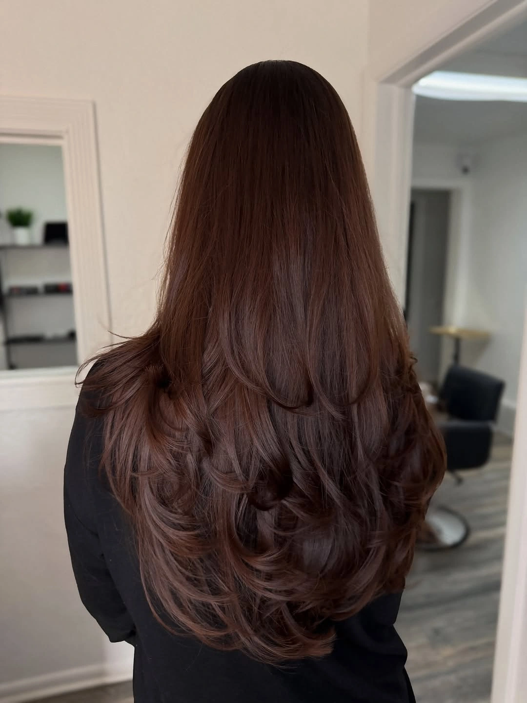 choppy medium layered hair Glossy Chocolate Layers with Sculpted Ends
