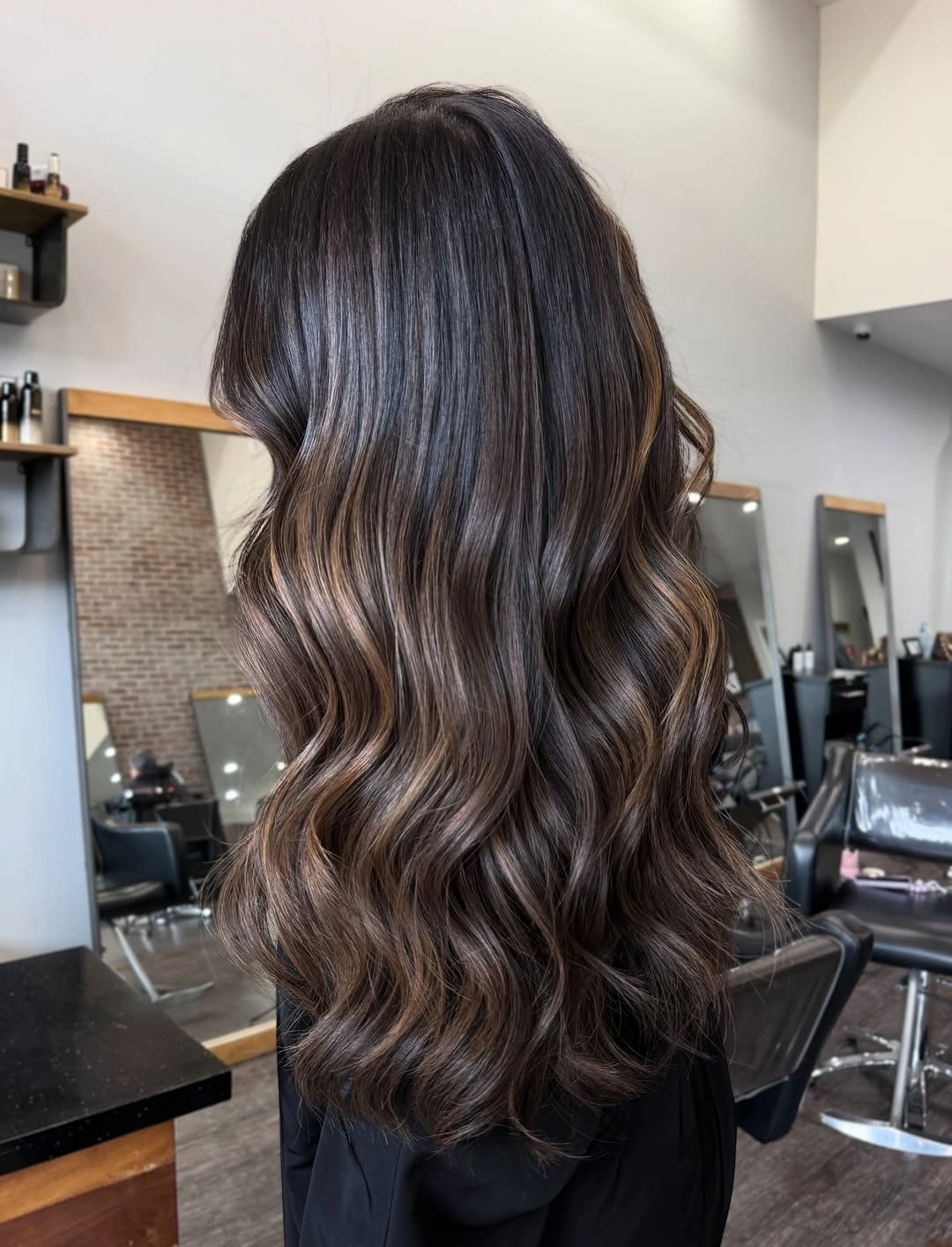 dimensional brunette hair color Smoky Chocolate Brunette with Velvet Waves