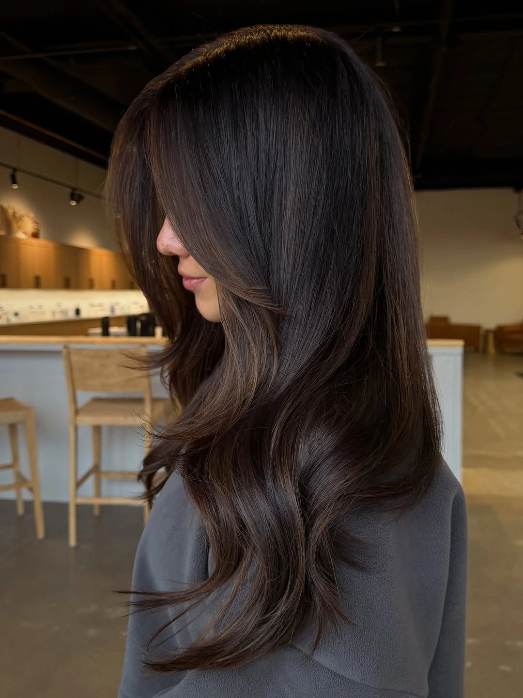 dimensional brunette hair color Silky Dark Brunette with Invisible Dimension