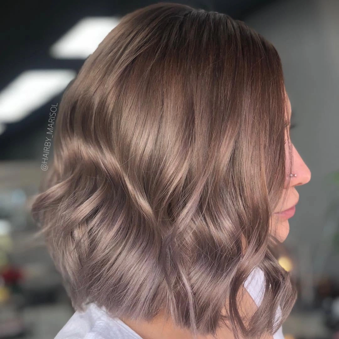 dirty blonde hair color Soft Mushroom Dirty Blonde Bob With Velvety Shine
