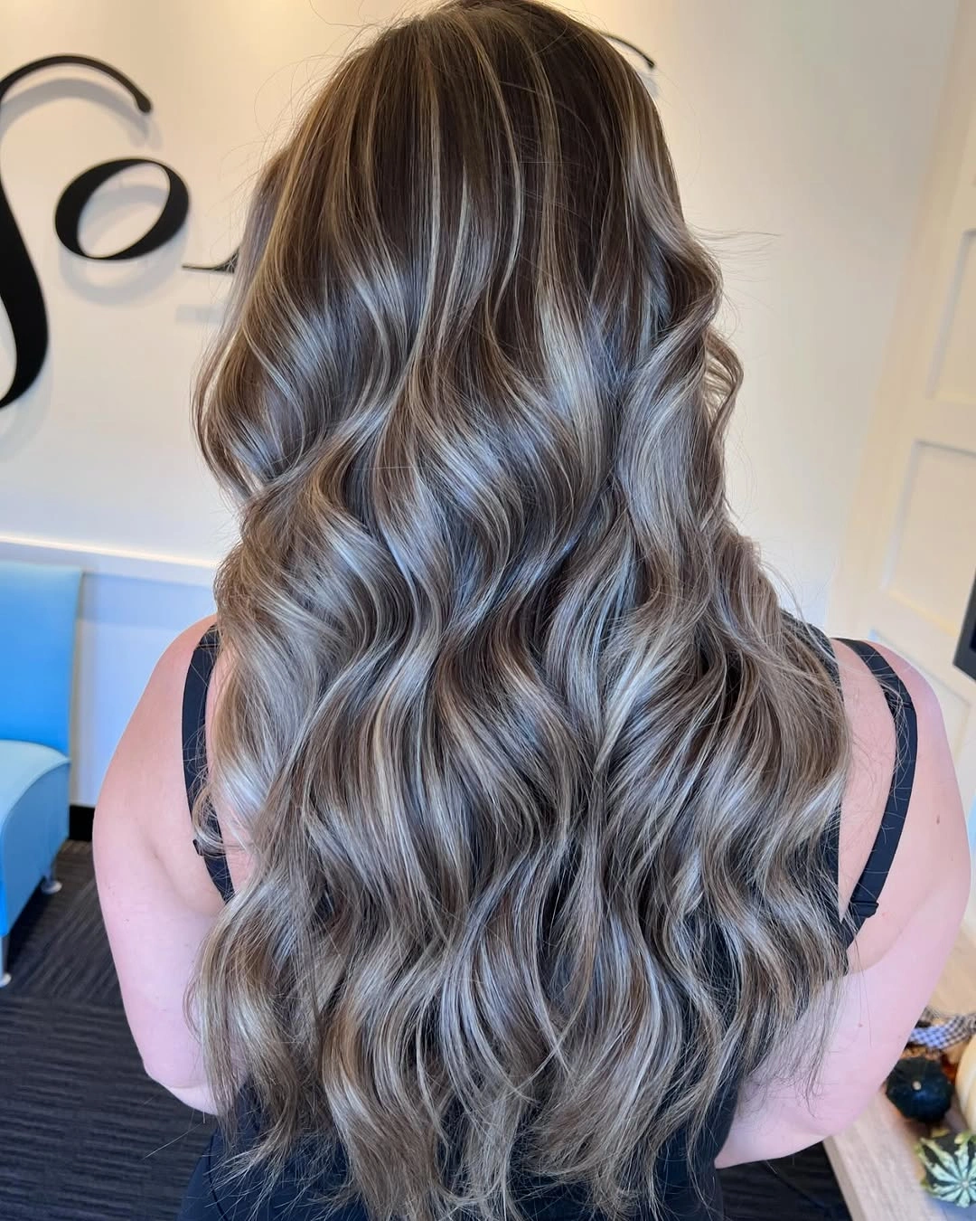 dirty blonde hair color Smoky Dirty Blonde Balayage With Flowing Hollywood Waves