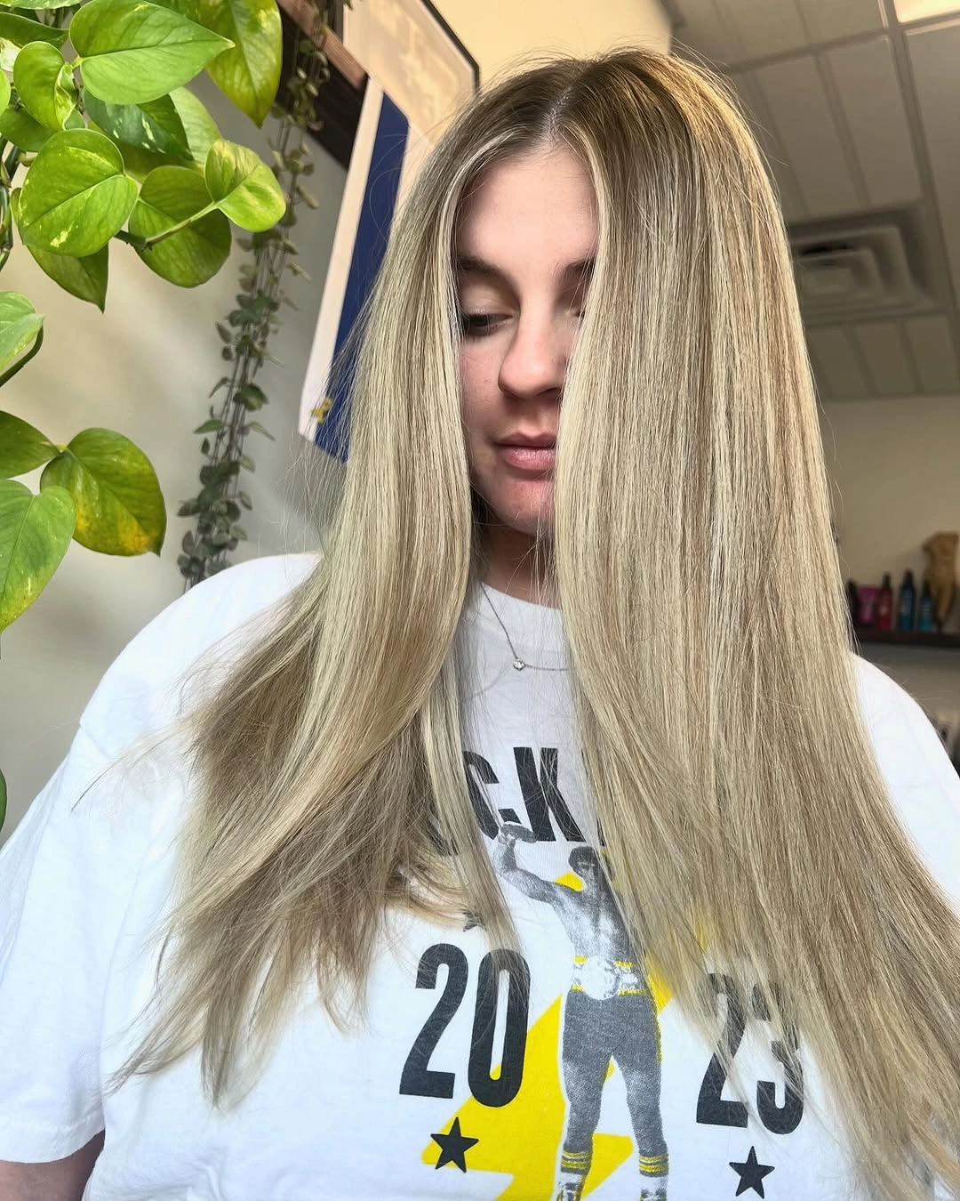 dirty blonde hair color Soft Linen Blonde With an Elegant Natural Finish