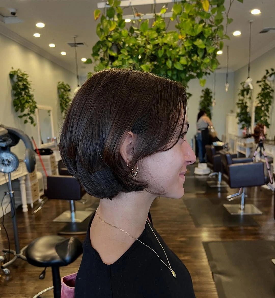 fall bob haircut ideas 2026 Soft Stacked Bob With Tucked Nape