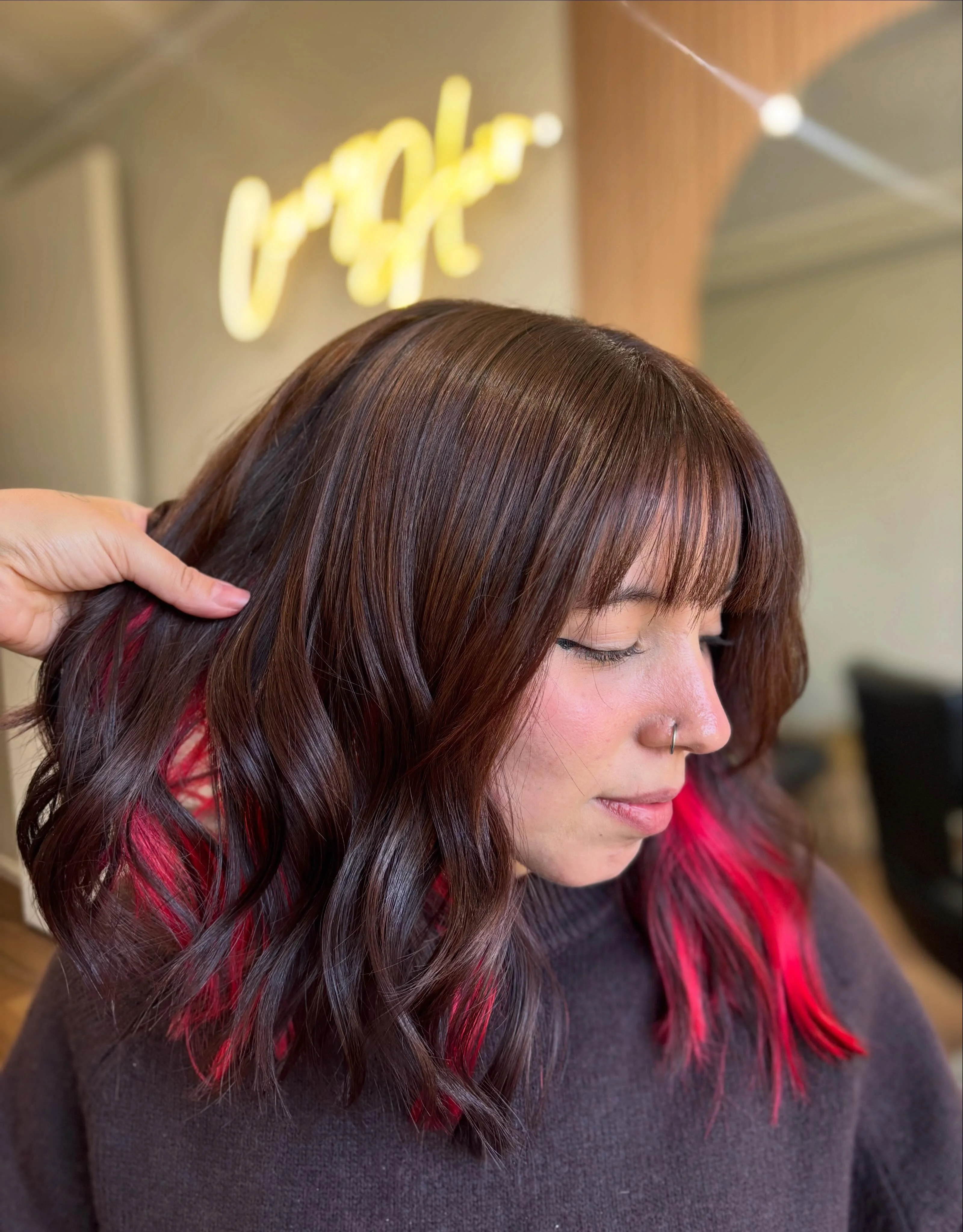 Fall brunette hair colour 2026 Hidden Crimson Panels for an Unexpected Fall Twist