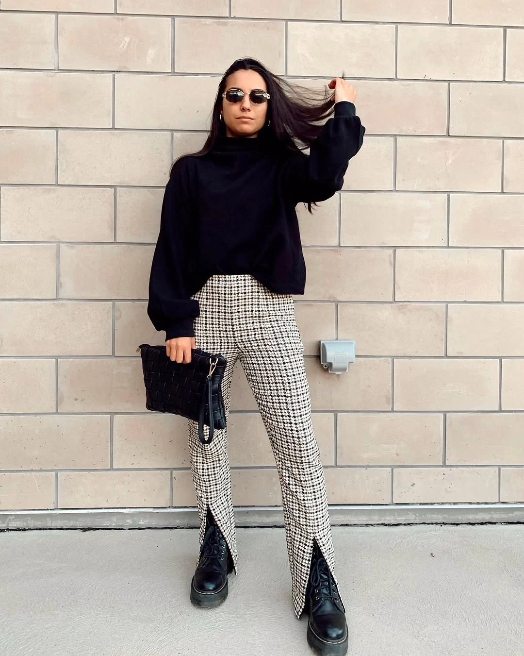 fall classy outfits women 2026 Monochrome Houndstooth for a Modern Office Wardrobe