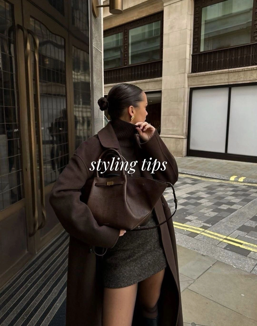 fall classy outfits women 2026 Elegant Chocolate Layers with a Mini Skirt Twist