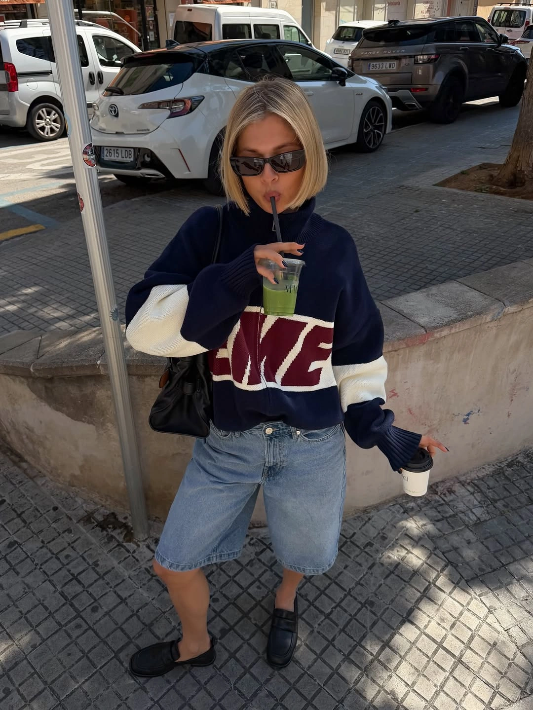 fall classy outfits women 2026 Preppy Knitwear with Bermuda Shorts for an Elevated Weekend