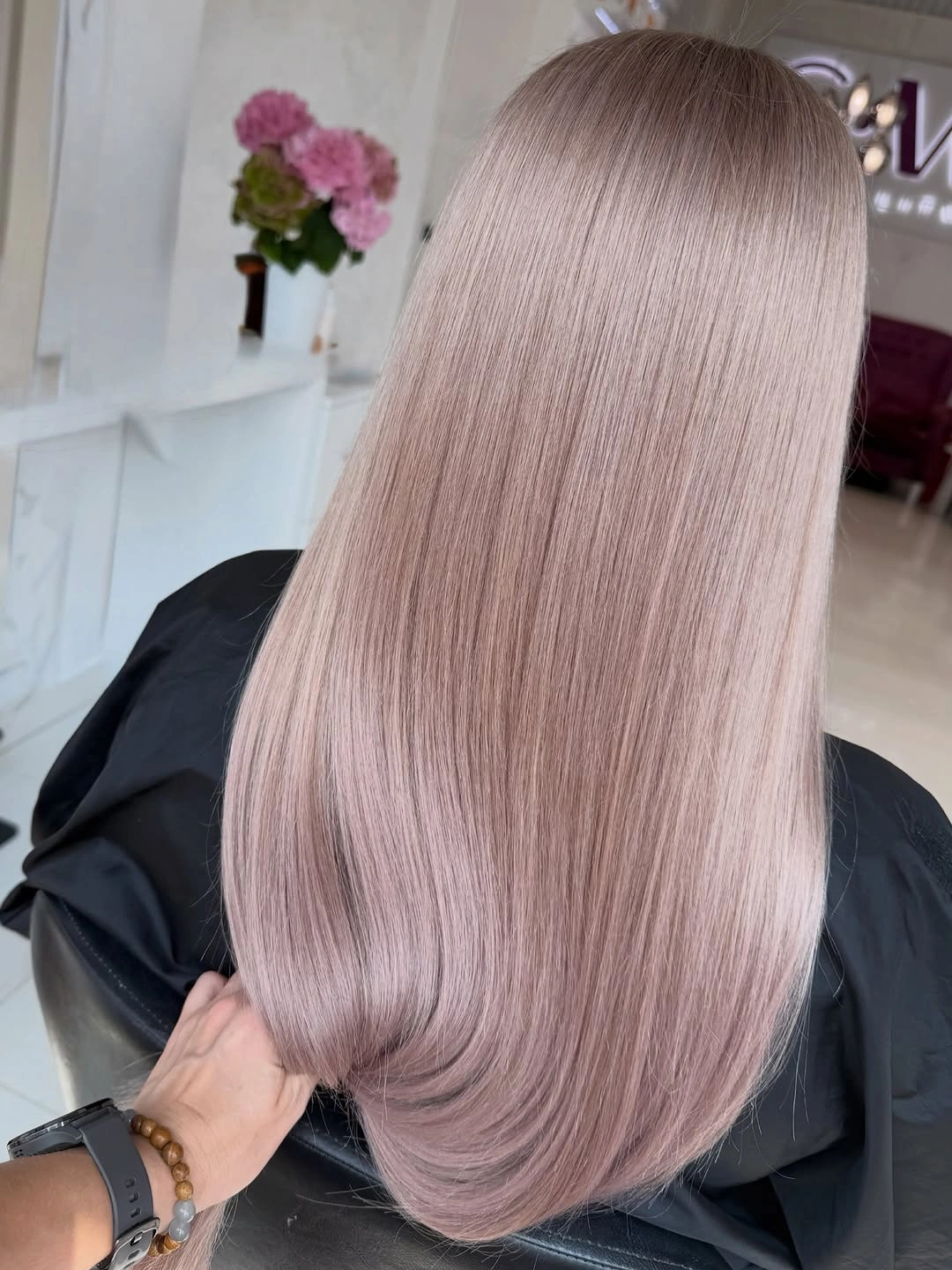 Fall hair colour ideas 2026 Silky Rose Beige Blonde With Cashmere Shine