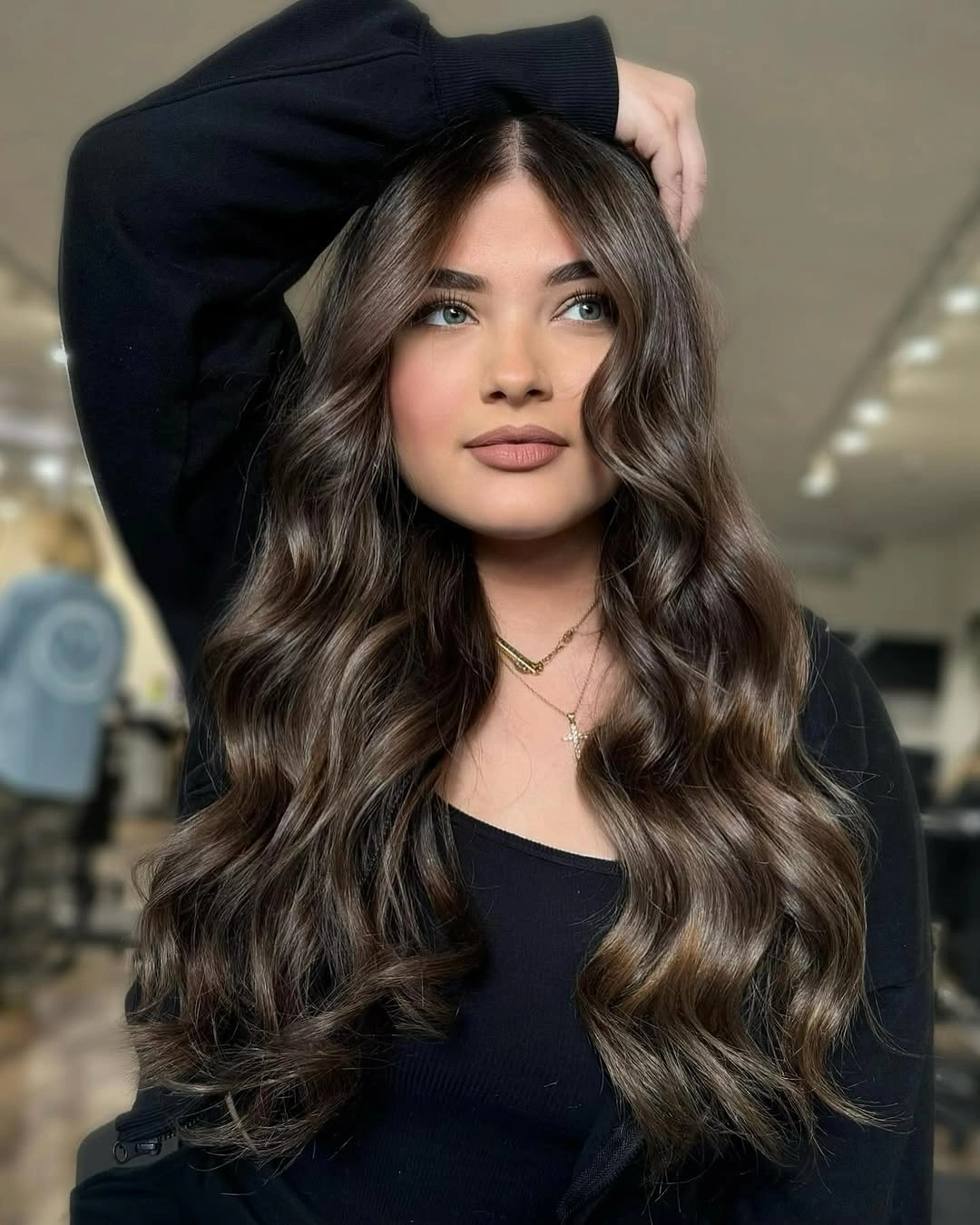 fall hairstyles for long hair 2026 Glossy Espresso Waves That Never Go Out of Style