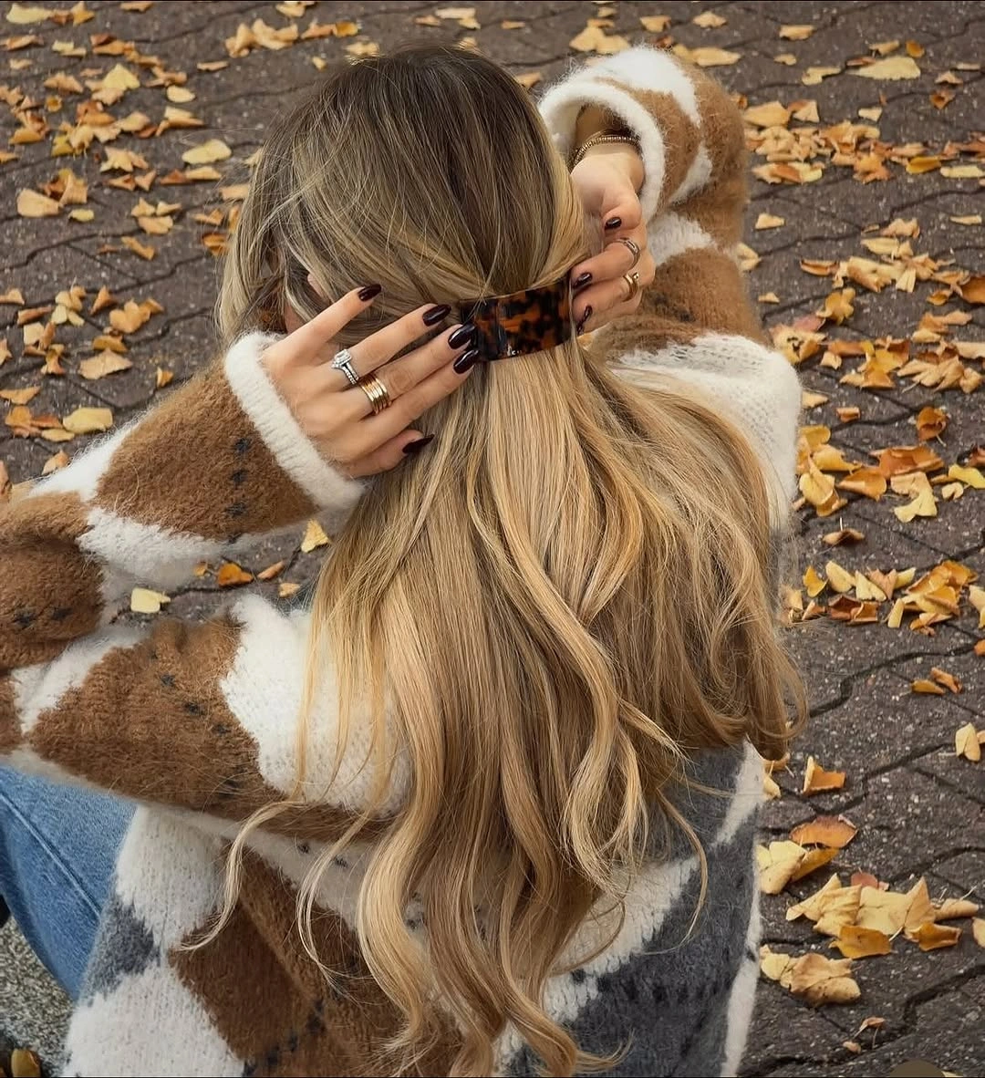 fall hairstyles for long hair 2026 Cozy Claw Clip Half-Up for Everyday Fall Walks