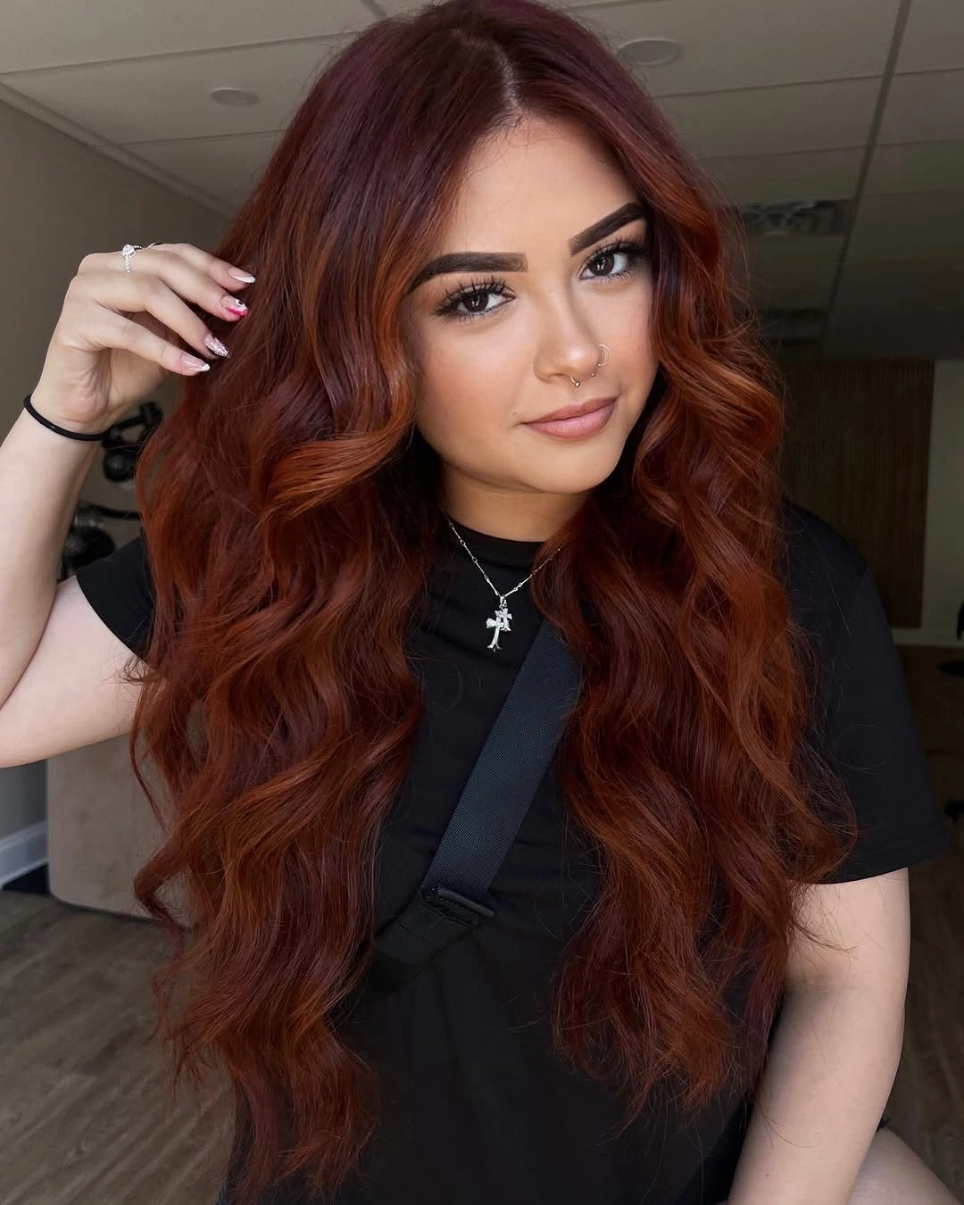 fall hairstyles for long hair 2026 Rich Cinnamon Copper With Romantic Texture