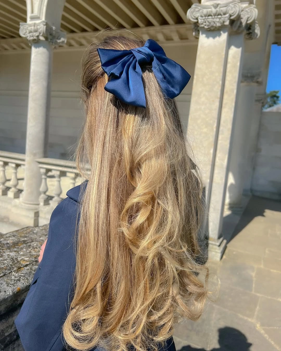 fall hairstyles for long hair 2026 Classic Ribbon Half-Up Style With Soft Blonde Lengths