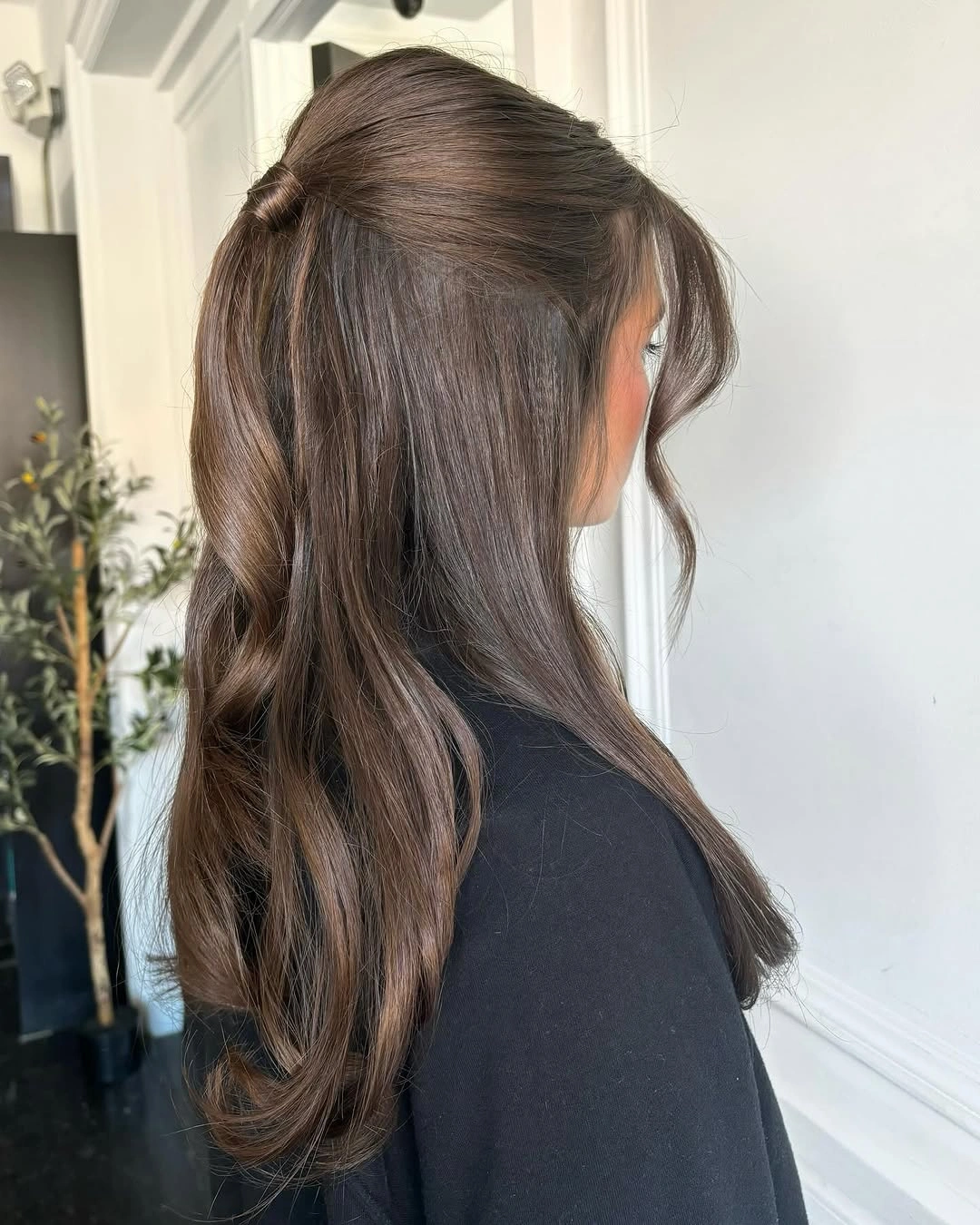 Fall hairstyles for office 2026 Minimal Half-Up Style with Smooth Long Layers