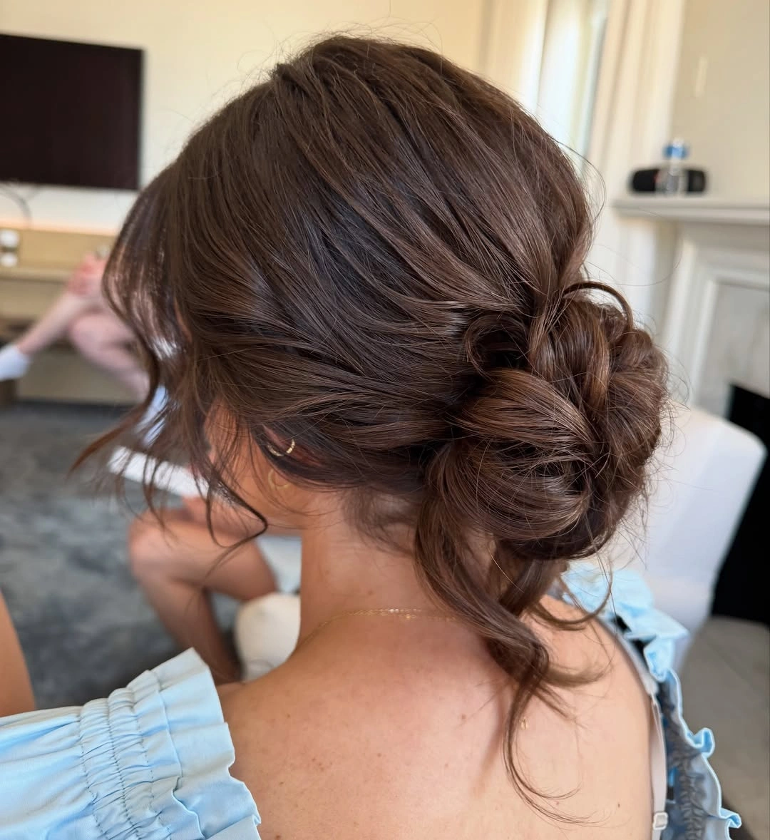Fall hairstyles for office 2026 Soft Chocolate Chignon for Everyday Office Elegance