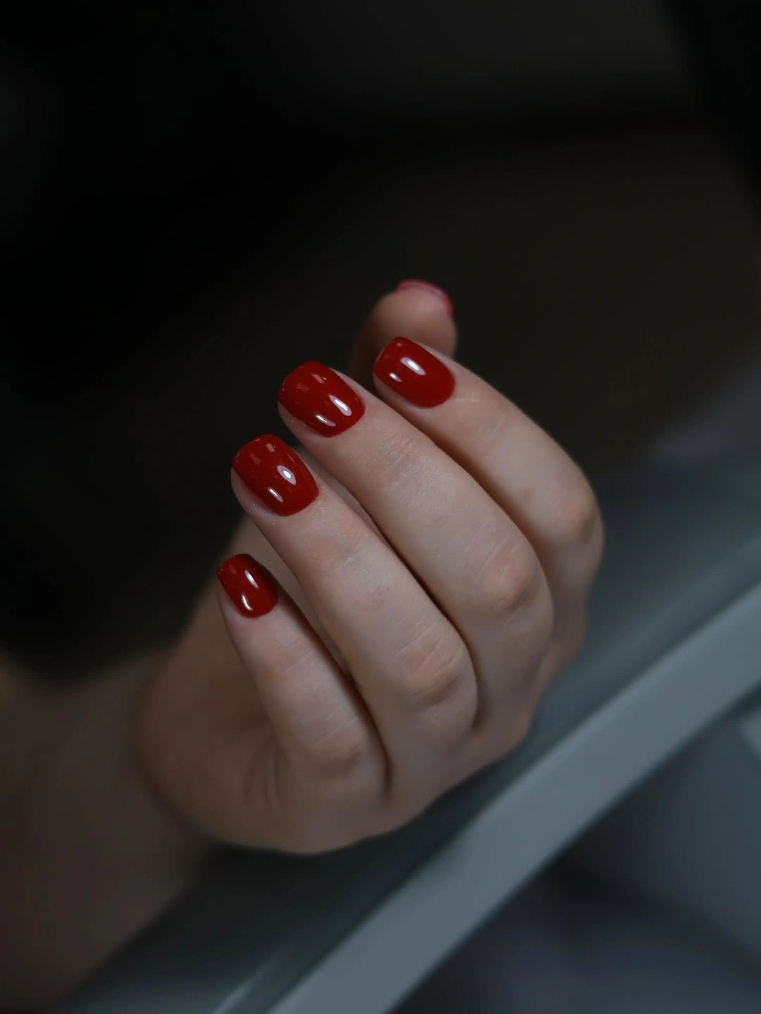 Fall manicure 2026 Short Red Gloss Manicure With Rounded Edges