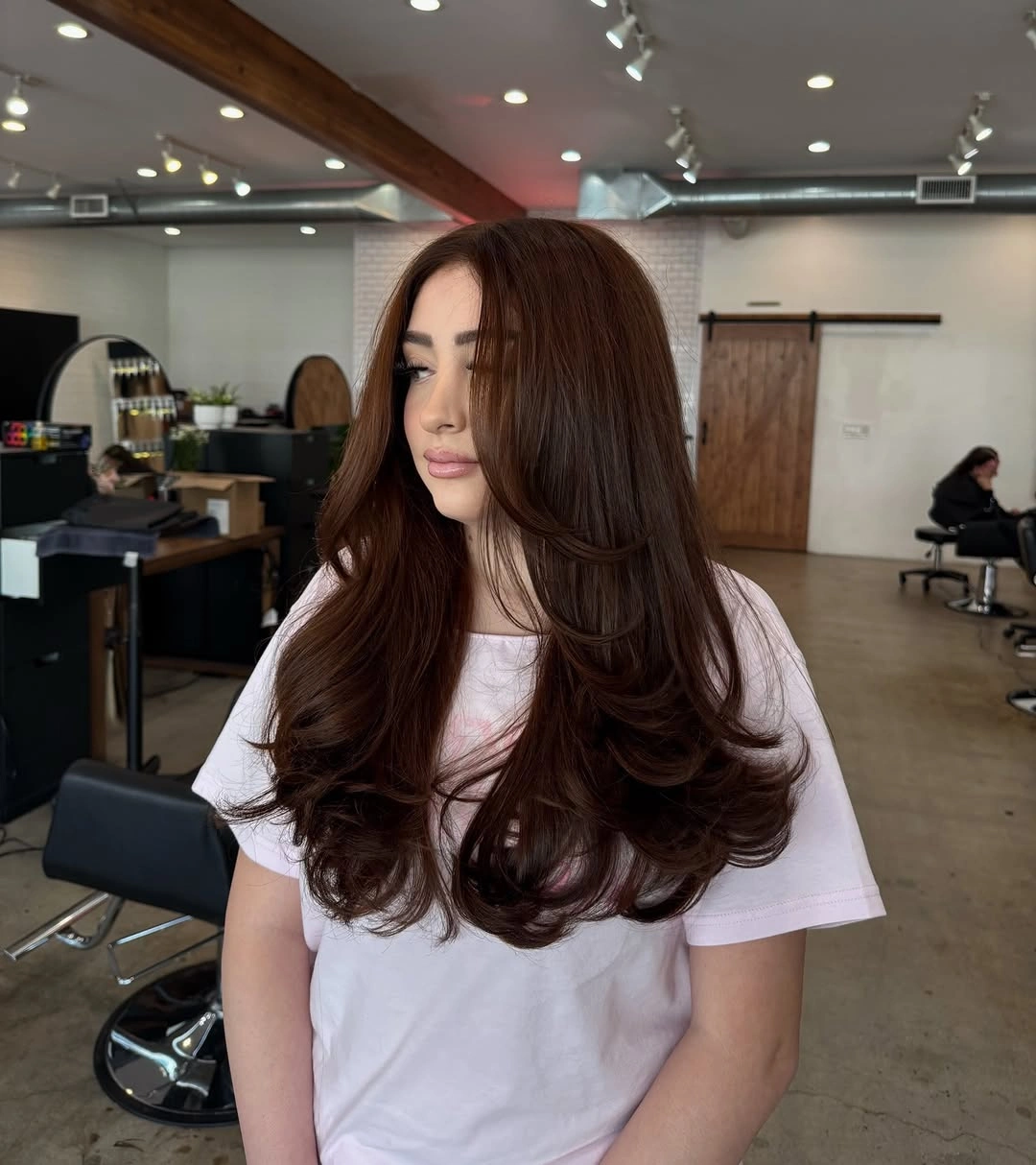 fall medium haircuts 2026 Rich Chocolate Layers With Salon-Worthy Bounce