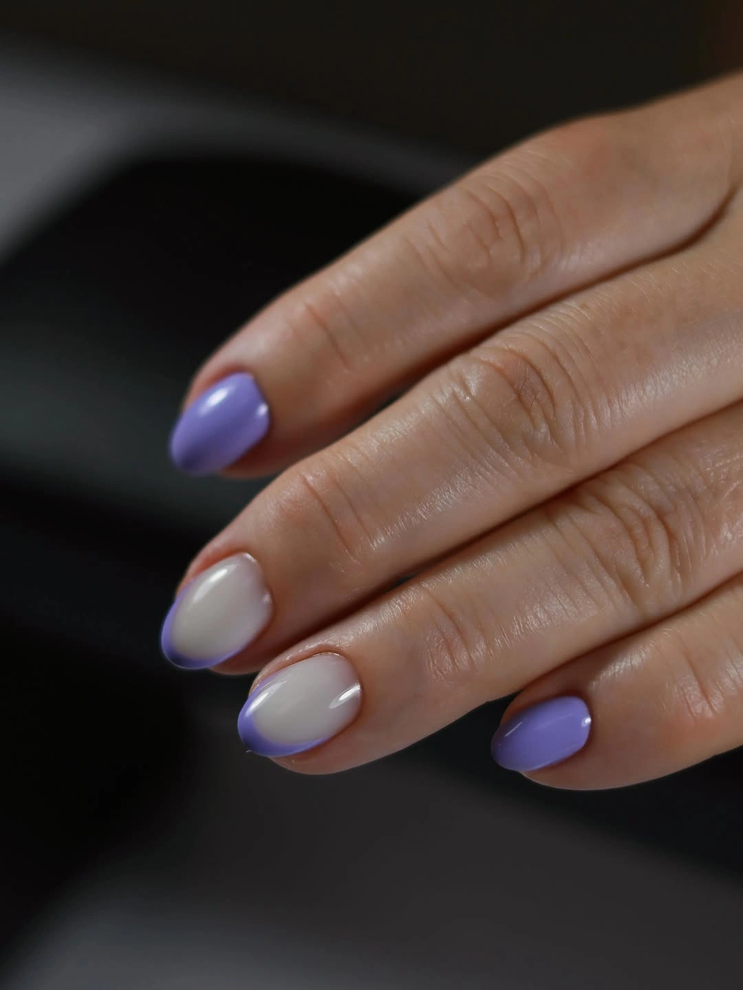 Fall nail art 2026 Purple Ombre Nails With Soft White Centers
