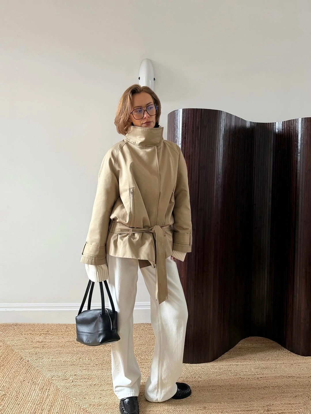fall outfits with peacoat 2026 Modern Beige Peacoat with Relaxed Monochrome Layers
