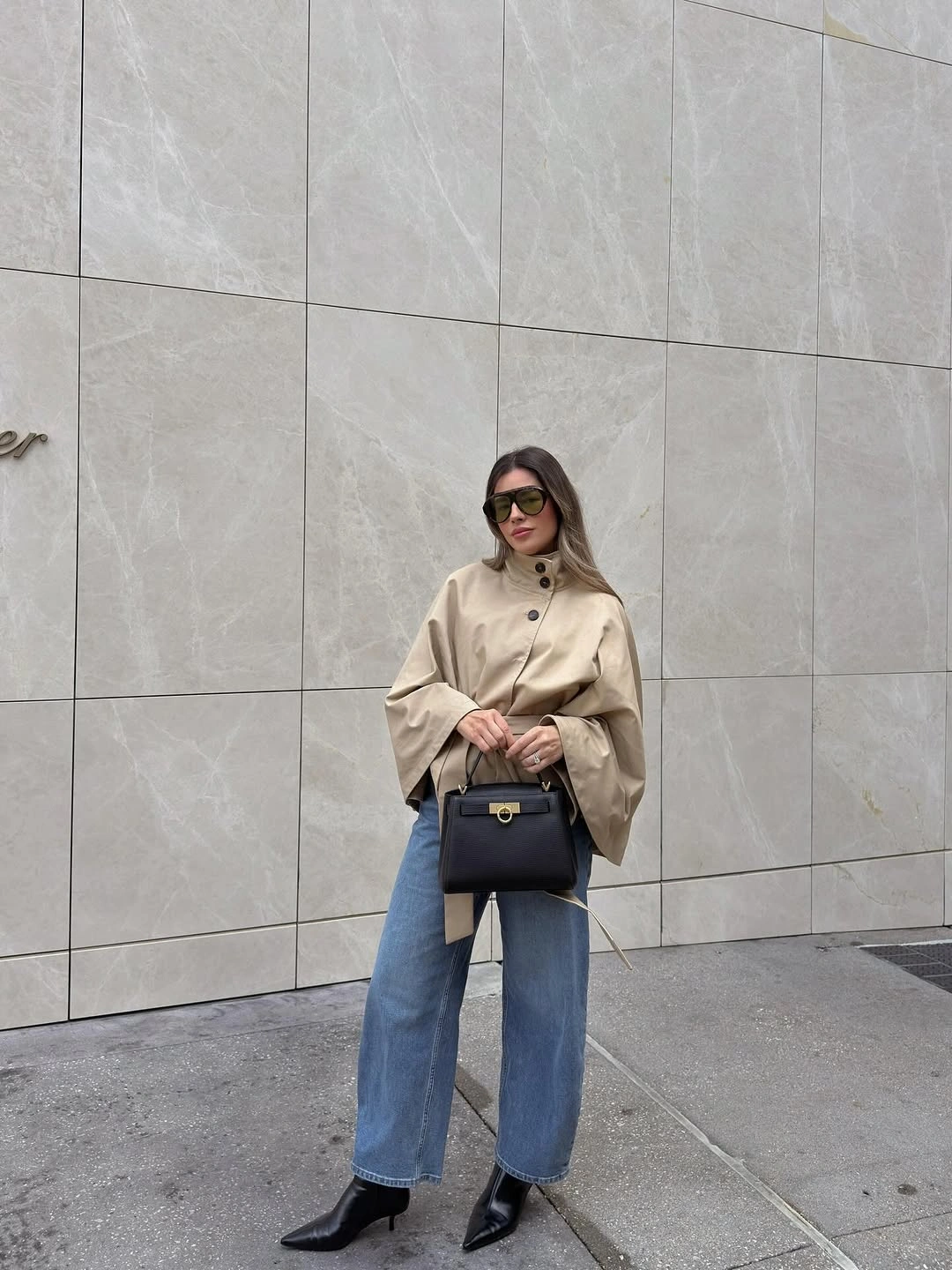 fall outfits with peacoat 2026 Minimal Taupe Peacoat with Relaxed Denim