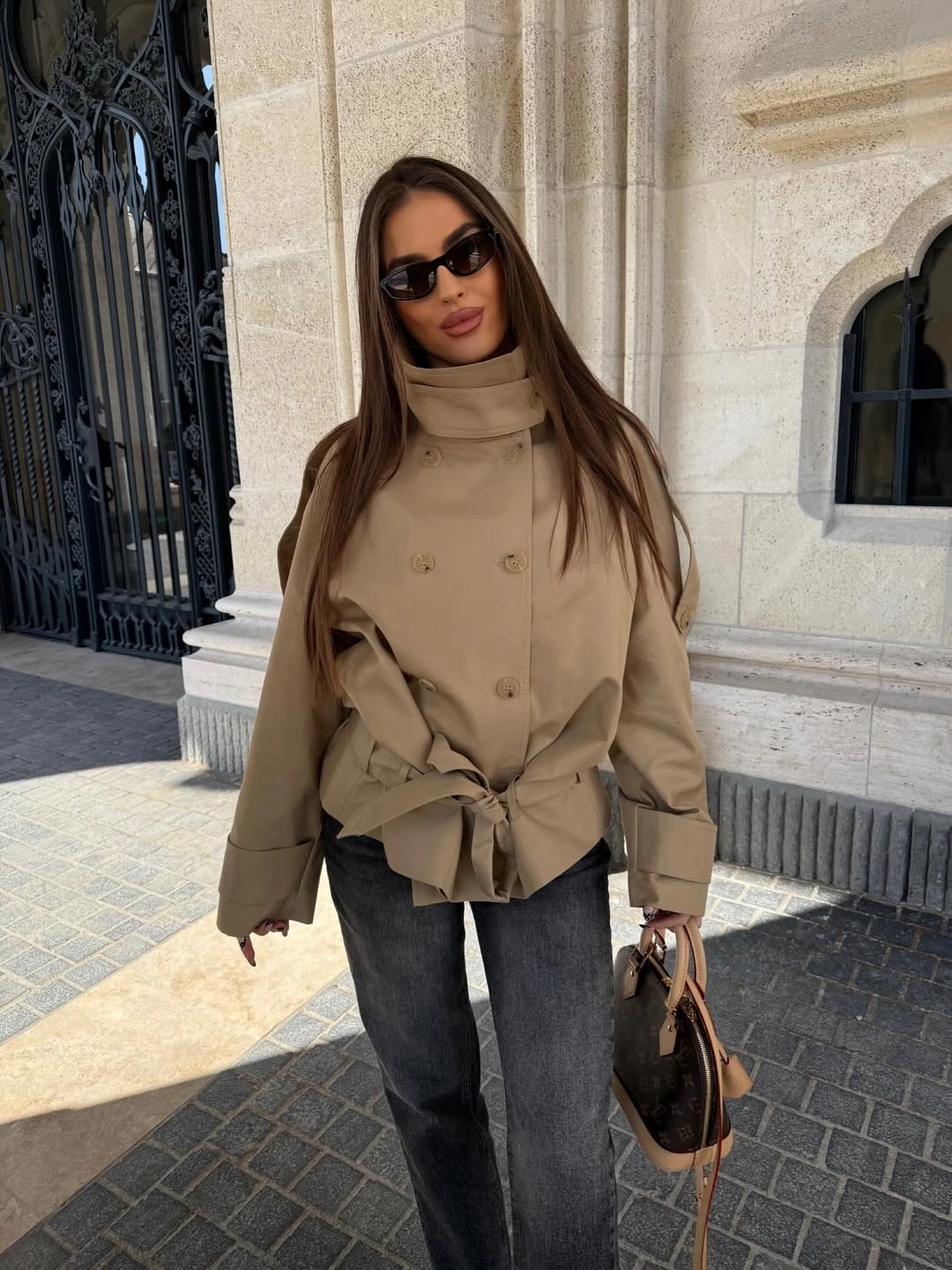 fall outfits with peacoat 2026 Classic Camel Double-Breasted Peacoat with Dark Denim