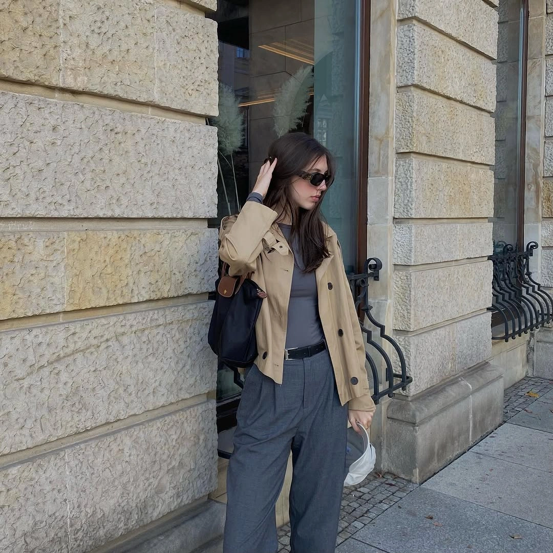 fall outfits with peacoat 2026 Relaxed Camel Peacoat with Tailored Wide-Leg Trousers