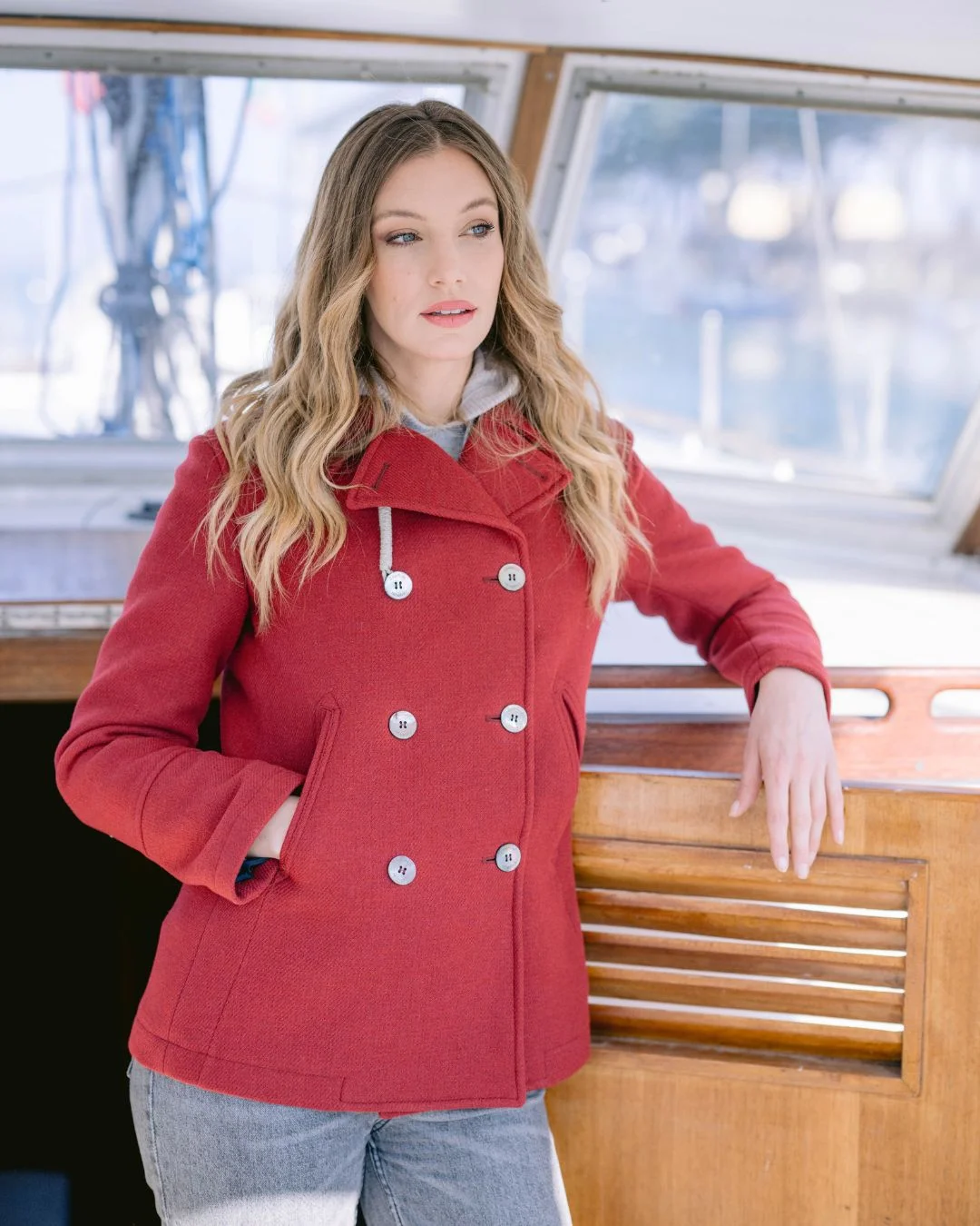 fall outfits with peacoat 2026 Classic Red Double-Breasted Peacoat That Never Goes Out of Style