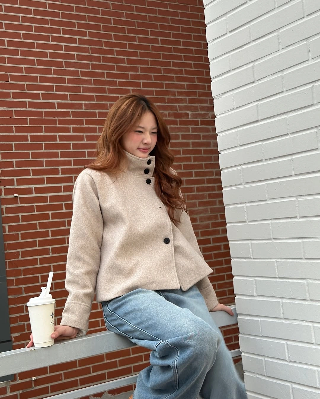 fall outfits with peacoat 2026 Minimalist Cream Peacoat with Relaxed Denim