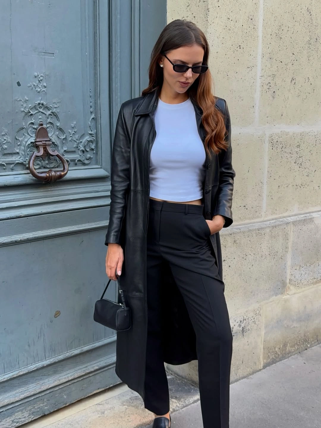 fall professional outfits women 2026 Modern Minimalism with a Leather Coat and Tailored Trousers