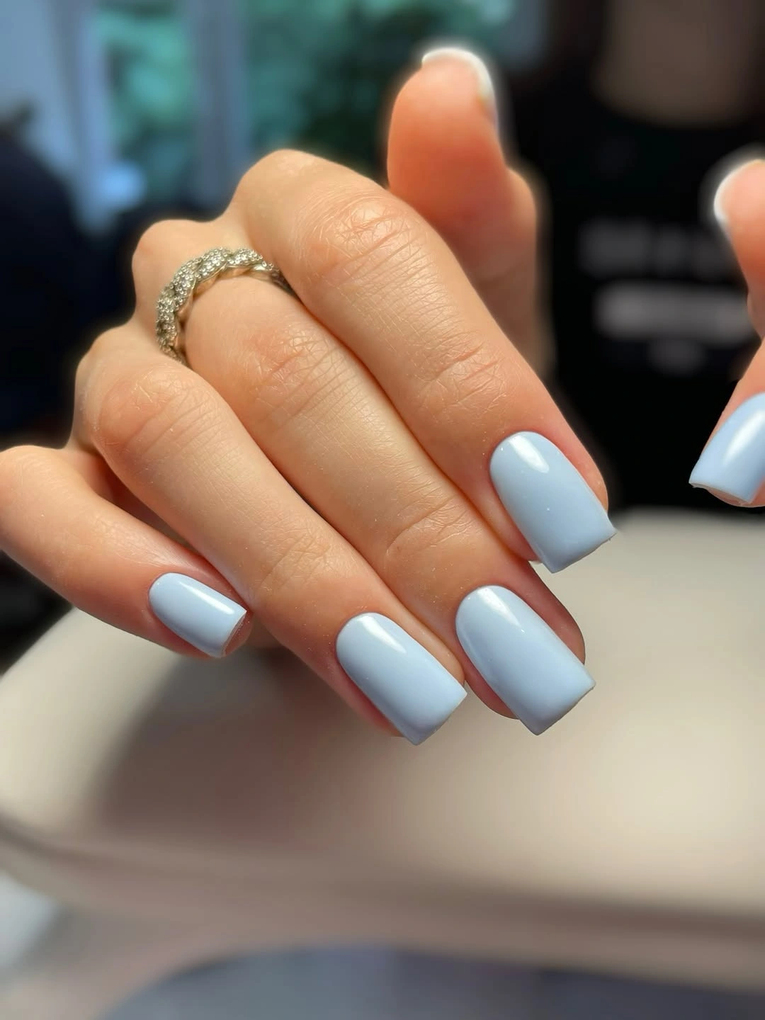 Fall short nails 2026 Baby Blue Short Nails With Rounded Corners