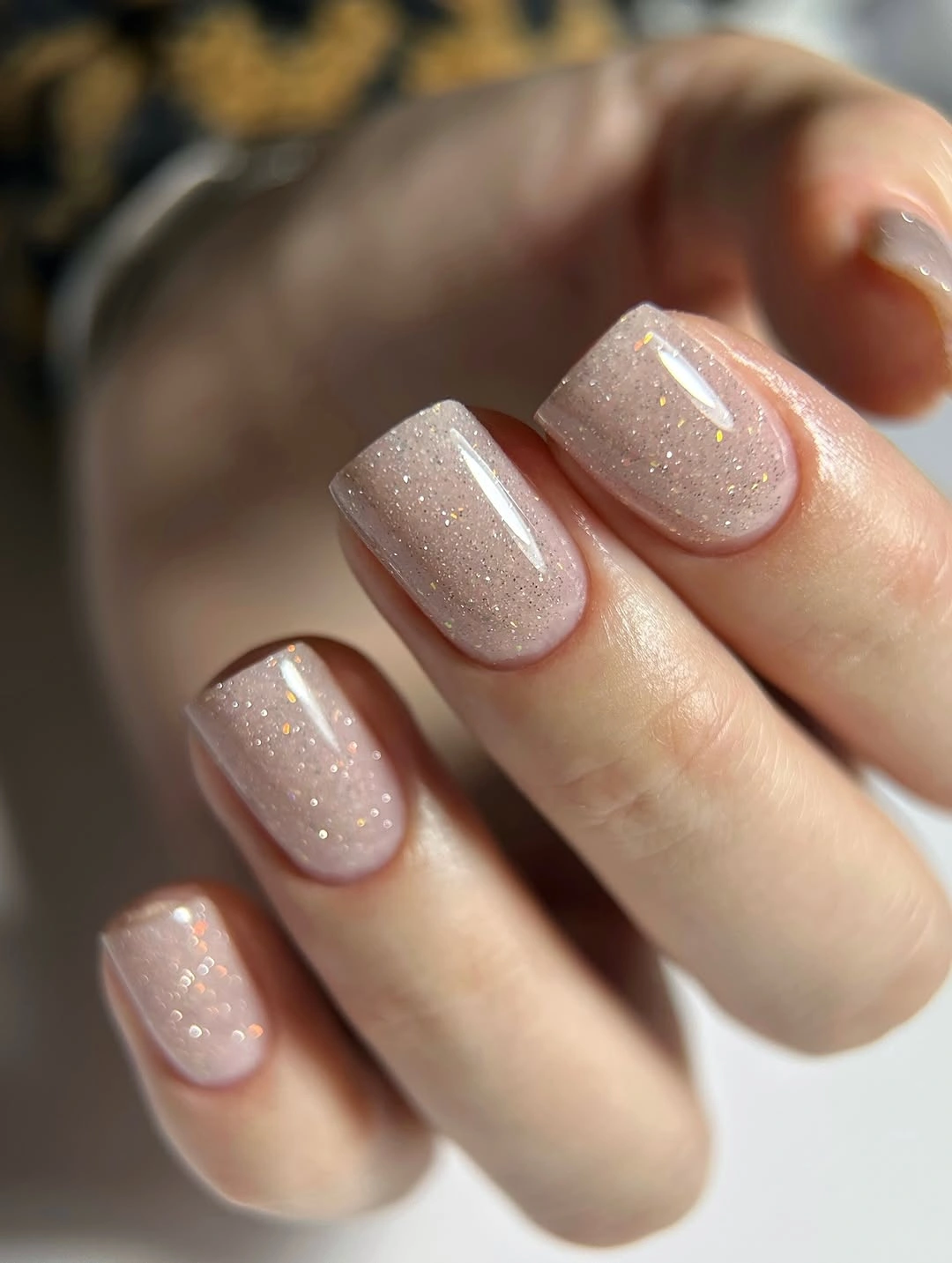 Fall short nails 2026 Soft Nude Shimmer on Short Rounded Nails