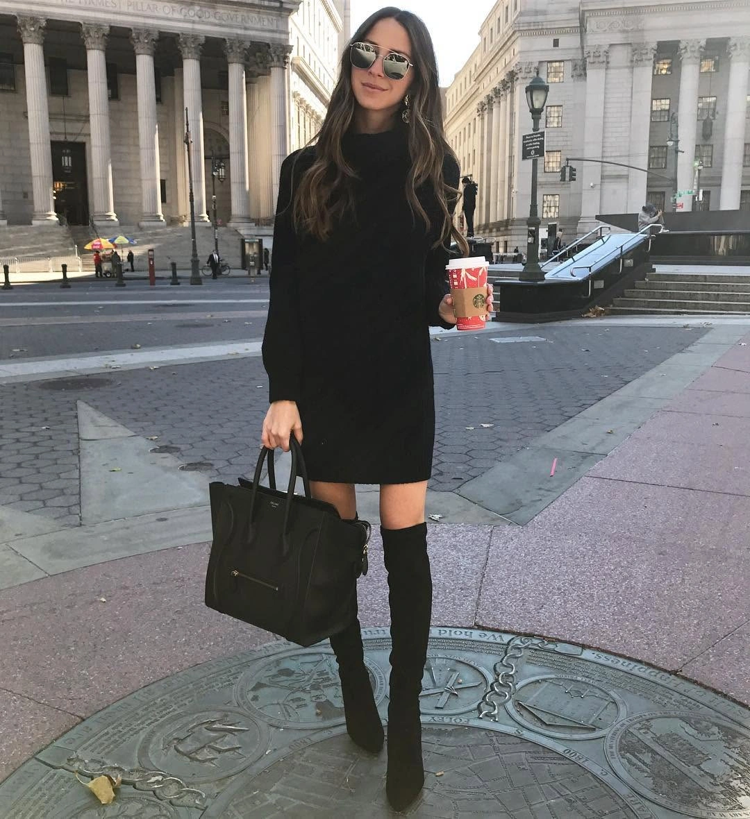 fall sweater dress outfits 2026 Black Sweater Dress And Tall Boots For A Chic Minimal Look