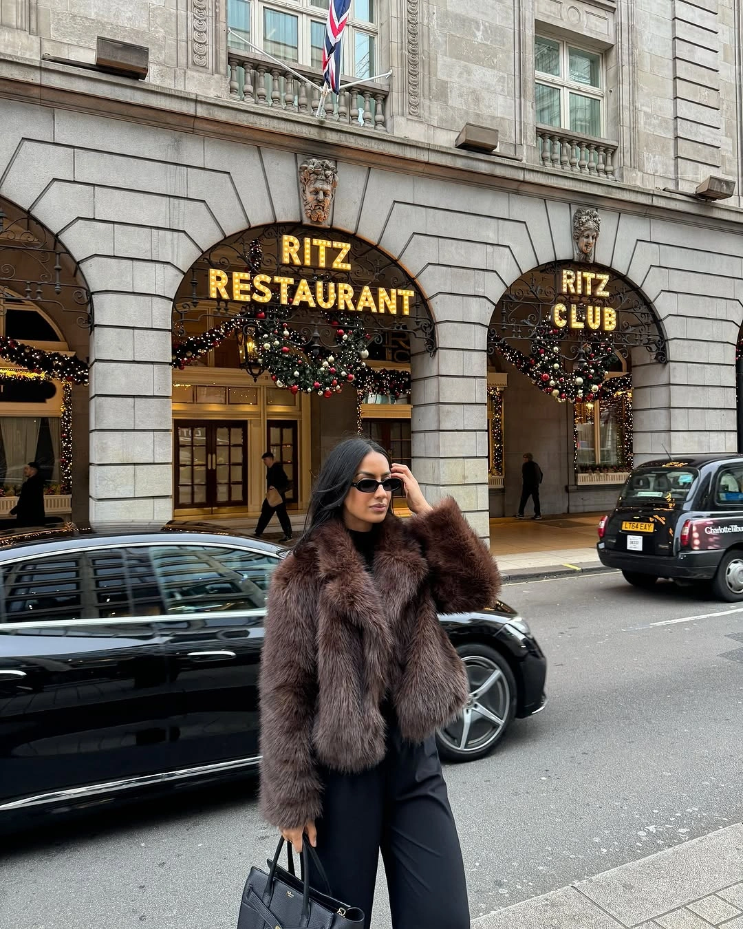 faux fur jacket Chocolate Faux Fur and Tailored Black Pieces for Elegant City Evenings