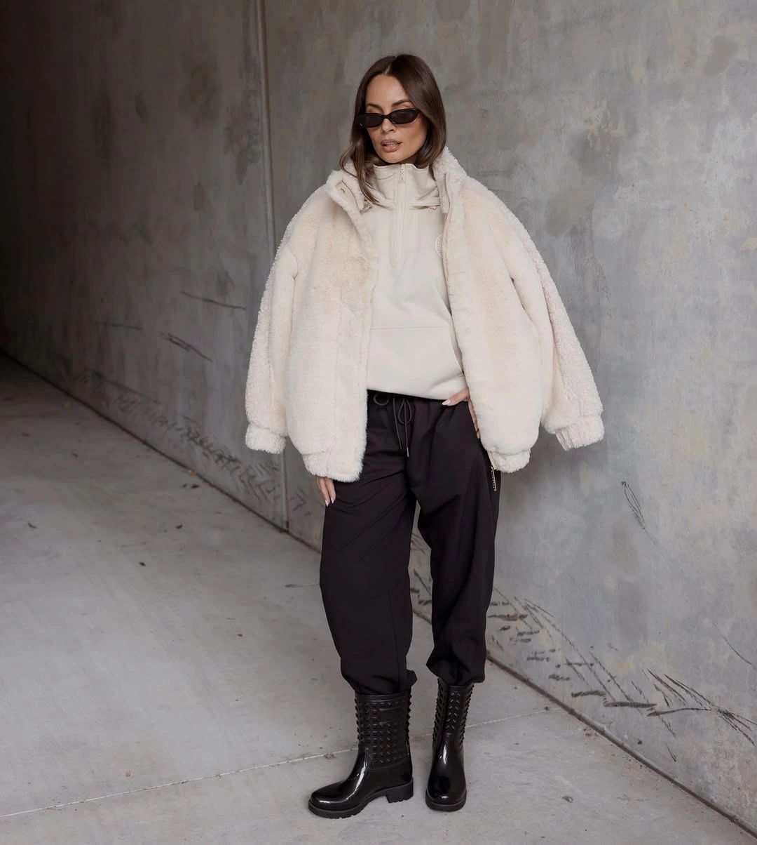 faux fur jacket Oversized Ivory Faux Fur for Modern Off-Duty Style